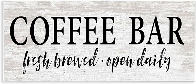 Stupell Industries Coffee Bar Open Sign Rustic Grain Pattern, Design by Lettered and Lined, Wall Plaque, 17 x 7 | Stupell Industries · By Lettered and Lined · Ready to hang · Great kitchen accent · Made in USA