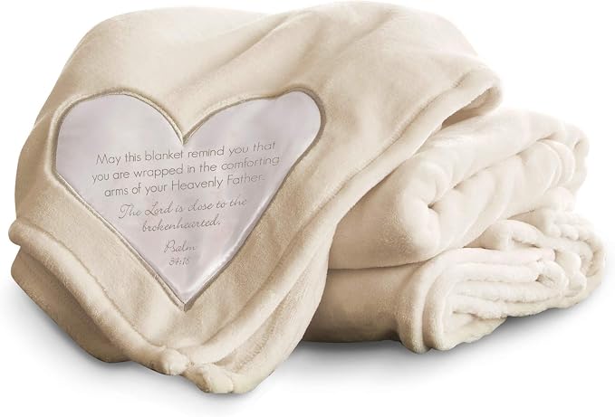 Pavilion Gift Company The Comfort Blanket 19534 Soft Blanket Heavenly Father Psalm 34: 18 Plush Throw Blanket, 60 x 0.5 x 50 inches, Beige