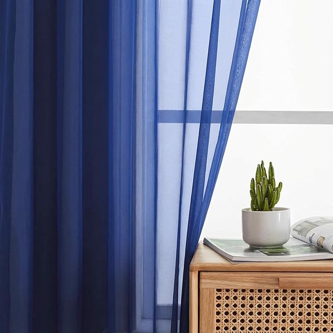 Sheer Curtains 84 Inches Long 2 Panels Set - Image 6