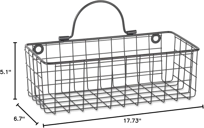 DII Farmhouse Vintage Décor, Wire Wall Basket, Assorted, Black, 2 Piece (Pack of 2)