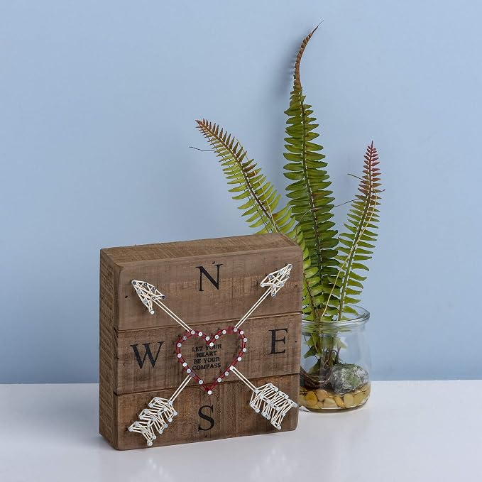 Primitives by Kathy Distressed Wood Slat Sign - 'Let Your Hearth' with Hand-Strung Heart, Wall Art & Desk Decor for Home