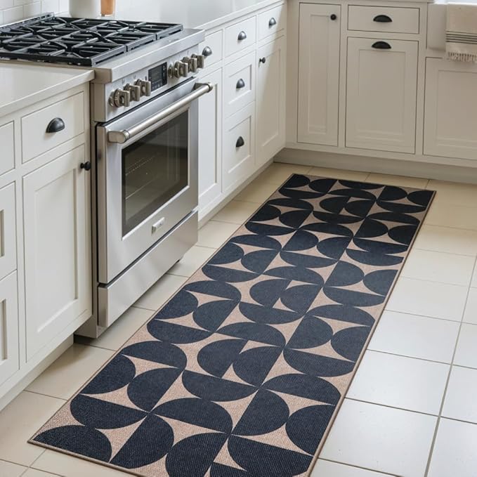 Lahome Semi Circle Easy Jute Kitchen Runner Rug, 2x6 Non Slip Runner Rug | Indoor Outdoor Non Slip Stain Resistant Carpet for Hallway Entry Laundry Room