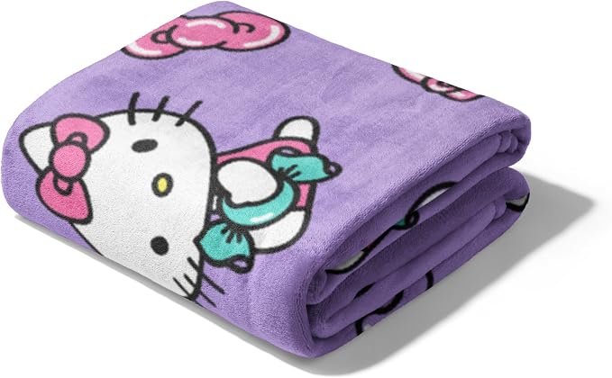 Northwest Hello Kitty Candy Kitty Silk Touch Throw Blanket, Ultra-Soft Lightweight Plush Cover for Bed Couch Sofa, 50 x 70 Inches