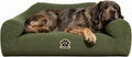 2-in-1 Human & Pet Shared Dog Sofa, Solid Pine Wood Frame with High Resilience Foam, Indoor Pet Furniture(Dark Green)