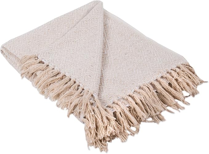 DII Diamond Throw Collection Cotton Woven, 50x60, White