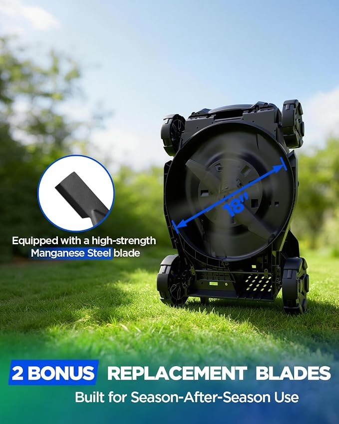 18-Inch Electric Lawn Mower, 40V Brushless Cordless Push Mower with 4.0Ah Battery & Charger, 2-in-1 Mulching/Bagging, 6-Position Height for Small to Medium Yards