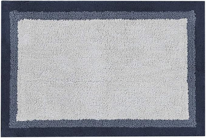 Madison Park Amherst Tufted Bath Rug Cotton Non-Slip, 20 x 30, Navy | Quick Dry, Ultra Soft, Pile, Machine Washable, Absorbent, OEKO-TEX Certified