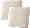 H.VERSAILTEX Velvet Stretch Couch Cushion Cover Plush Cushion Slipcover for Chair Loveseat Sofa Cushion Furniture Protector Seat Cushion Sofa Cover (2 Piece Large Sofa Cushion Covers, Ivory)