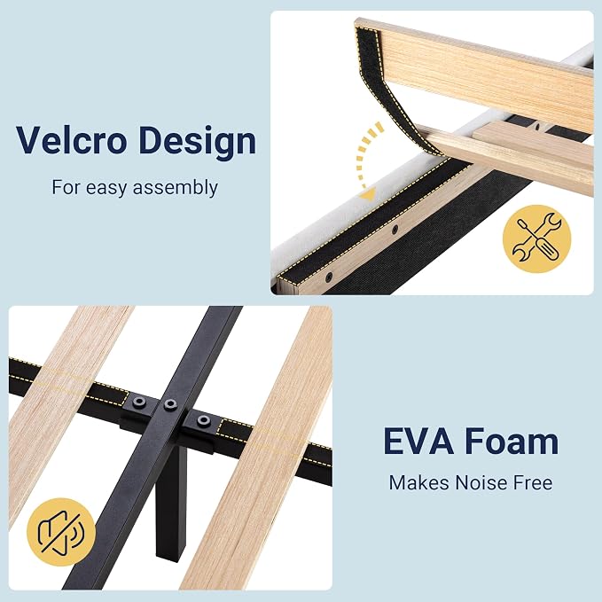 Allewie Twin Size Platform Bed Frame with Velvet Upholstered Headboard | Wooden Slats Support, Fully Upholstered Mattress Foundation, No Box Spring Needed, Easy Assembly, Noise-Free, White