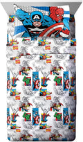 Jay Franco Kids Sheet Set with Fitted, Flat Sheets & Pillow Cover - Ultra-Soft Bedding with Pillowcase for Room Decor, White - Avengers, 4 Piece Full
