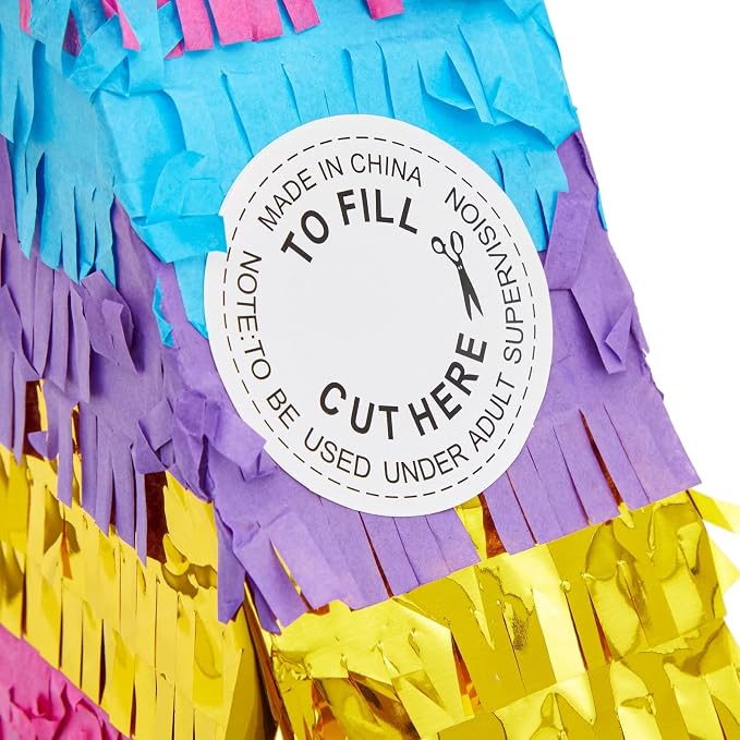 BLUE PANDA Number 4 Pinata - Vibrant Rainbow 4th Birthday Party Decorations | Multicolored Tissue Paper Fiesta Party Supplies | Large 12 x 17 x 3 Inches