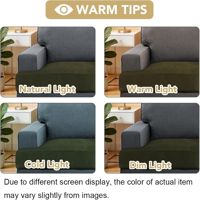H.VERSAILTEX Stretch Velvet 2 Piece T Cushion Sofa Slipcovers for Living Room Individually Sofa Covers for 2 Cushion Seat Cushion Covers (Sofa, Olive)