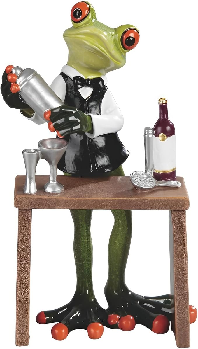 ICE ARMOR 2-PC Gift Set 6.25" H Bartendor Frog Figurine Statue Sculpture Ornament Decoration Home/Room Decor for Housewarming, Holidays, Christmas Special