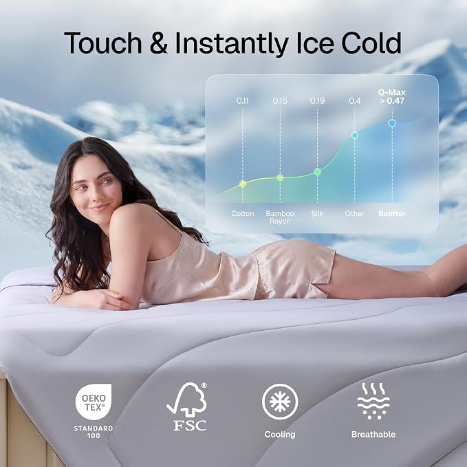 Cooling Blanket Comforter for Hot Sleepers Queen Size | Summer Cold Blanket, Lightweight Cool Comforter, Soft Breathable Bed Cooling Dual-Sided Cool Tech, 90"x90", Grey