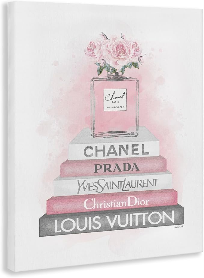 Stupell Industries 'Pink Roses Perfume Bottle Glam Fashion'| Canvas Art | Stupell Industries | 16 x 20 Inches, Easy to Hang and Sturdy, Made in USA, by Amanda Greenwood