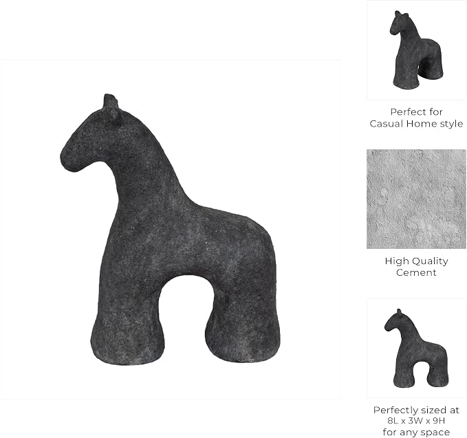 Sagebrook Home 9" Textured Horse, Black