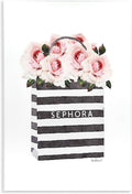 Striped Makeup Bag with Pink, 10 x 15 Inch Mounted Print on Wall Plaque | Stupell Industries · By Amanda Greenwood · Hand finished · Ready to hang once unboxed · Made in USA