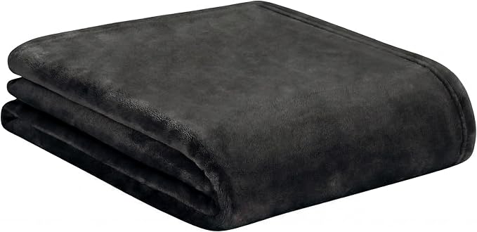 Lucky Brand Solid Plush 50"X70" Throw Blanket, Black - Soft, Cozy, and Timeless Comfort