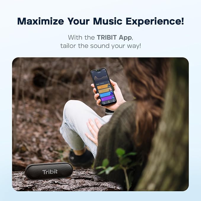 Tribit XSound Go Portable Bluetooth Speaker, 16W, 24H Playtime, Blue | IPX7 Waterproof, Custom EQ, XBass, BT5.3, Wireless, Loud Sound, TWS Pairing, Type-C, Outdoor, Home, Travel, Beach, Shower