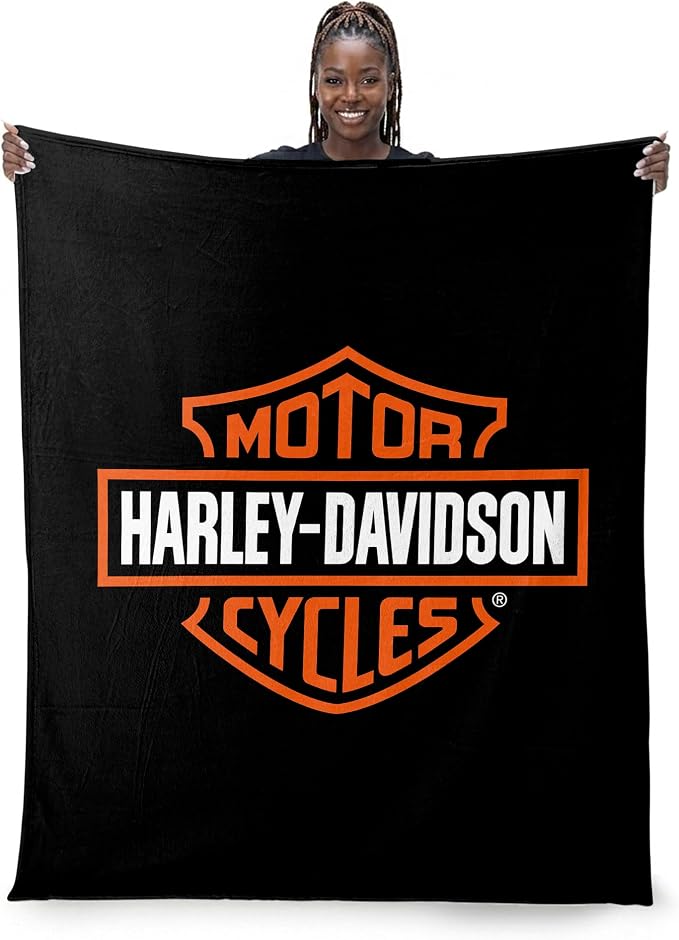 Harley-Davidson Classic Shield Silk Touch Throw Blanket, 46 x 60 in | 100% Polyester, Velvety Feel, Lightweight Warmth, Couch Bed Chair Lounging, Giftable Indoor Comfort