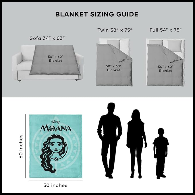 Northwest Disney Princess Silk Touch Throw Blanket, 50" x 60", Iconic Moana
