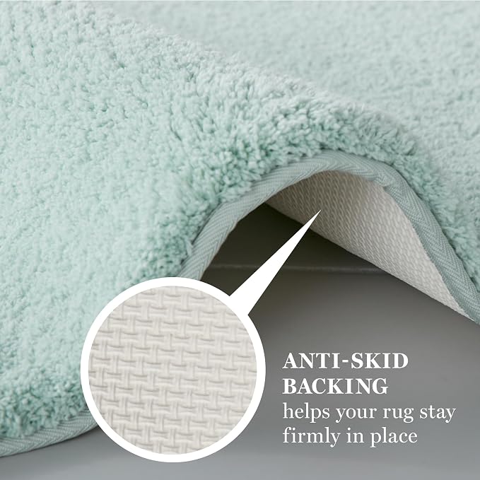 MARTHA STEWART Drylon Microfiber Bath Rug - 1 Piece, Ultra Soft Plush, Non-Slip, Thick, Washable Bathroom Rugs, Home Decor Accessories, Household Essentials, Large Bath Mat, 21" x 34", Aqua