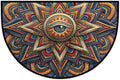 Mandala Half Round Door Mat Non Slip Half Circle Rugs | Colorful Eye Washable Half Moon Rug Semi Circle Rugs Indoor Entrance Floor Carpet for Kithen Bedroom Fireplace Decor