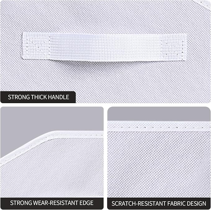 Homsorout Fabric Bins for Organization - Trapezoid Storage Cubes, Large Baskets for Storage, 6 Pack Shelf Baskets, Closet Organizer Bins for Clothes, Books, Home, Office, White