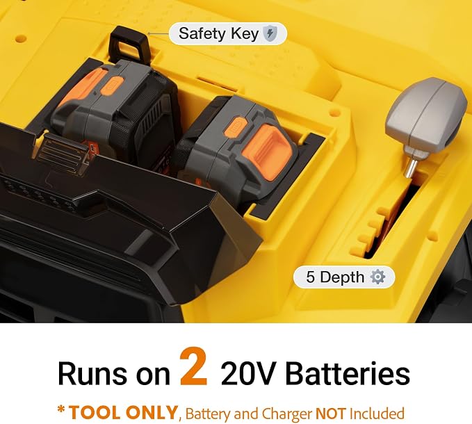 Cordless Lawn Dethatcher and Scarifier Compatible with Dewalt 20V Battery | Tool Only, 15" Electric Brushless Dethatcher, 40V Dual Battery Powered, Air Boost Technology, 12-Gal Collection Bag, 5 Depths