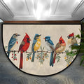 Bird Half Round Doormat Non-Slip Semi Circle Rug Half Moon Mat | Color Retro Bird Washable Soft Absorbent Indoor Outdoor Entrance Kitchen Bathroom Sink Patio Welcome Fireplace Floor Rug