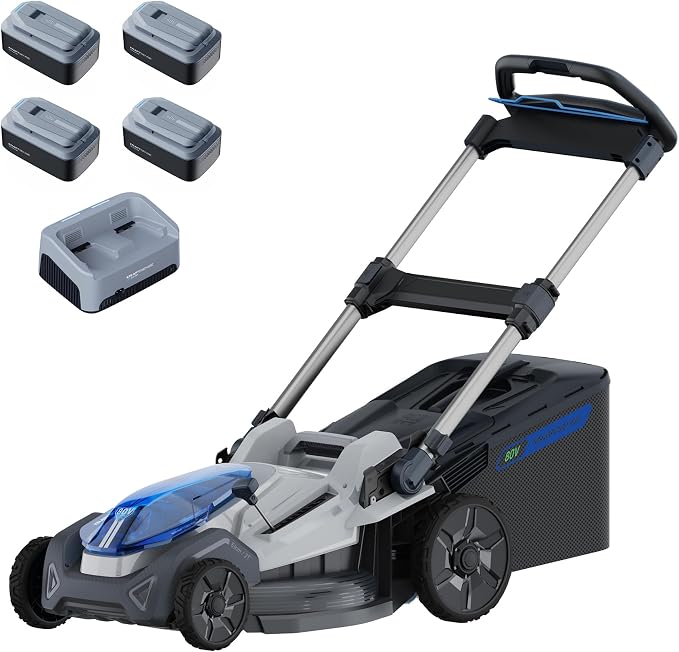 21" Cordless Lawn Mower, 40V Self-Propelled Mower with 4×4.0Ah Battery & Charger, Ultra-Quiet Motor for Small Yards, Lawn Care, Backyard Maintenance