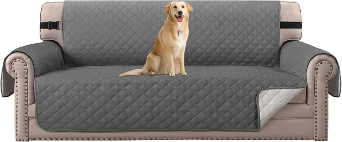 H.VERSAILTEX Reversible Sofa Cover Couch Cover for 3 Cushion Couch Water Resistant Sofa Cover for Living Room Quilted Furniture Washable Couchs Protector(Oversized Sofa, Charcoal Grey)