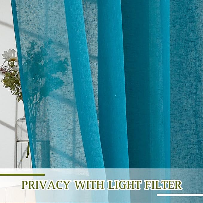 NICETOWN Semi Sheer Curtains Flax Linen Texture, Grommet Retro Window Treatment - Image 4