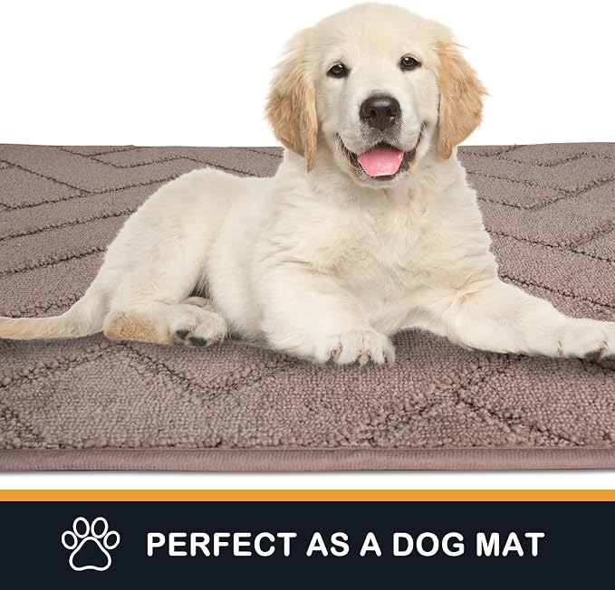 PURRUGS Dirt Trapping Door Mat 34" x 59", Non-Slip Machine Washable Entry Rug, Dog Doormat, Indoor Front Door Mat, Super Absorbent Entryway Rug for Muddy Shoes & Paws, Grayish Brown