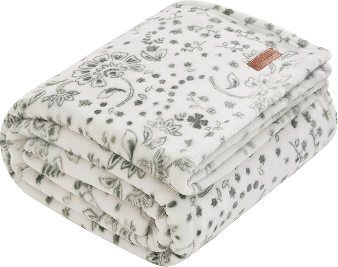 Lucky Brand 50" x 70" Plush Throw Blanket, Bandana White Blanket for Sofa or Bed