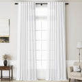 Nanspring White Linen Extra Long Curtains for Living Room 139 Inches Long Back Tab Curtains 2 Panels Set Farmhouse Light Filtering Semi Sheer Linen Drapes Ceiling to Floor for Large Window 52x139