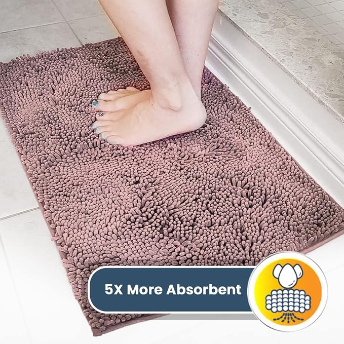Muddy Mat® | Super Water Absorbent Door Mat Indoor, Microfiber Quick Dry Chenille Entryway Rug, Slip Resistant Front Door Mat, Indoor Mats for Entryway, Machine Washable Pet Rug, Blush Pink 3ft x 5ft