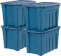 IRIS USA 4-Pack 20 Gal Heavy Duty Storage Totes with Lids, Navy | Heavy-duty design with easy-grip handles for comfortable carrying, Great for tools, garage organization, camping gear