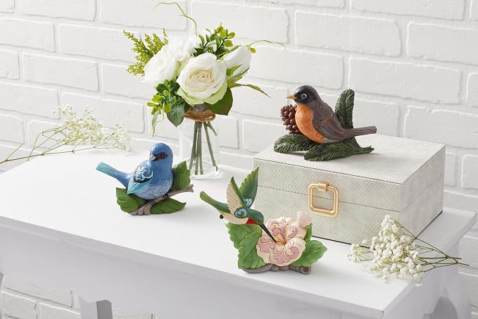 Enesco Jim Shore Heartwood Creek Robin Bird with Pinecone Figurine- Stone Resin Hand Crafted Collectible Mini Figurines Home Decor Statue, 4 Inch