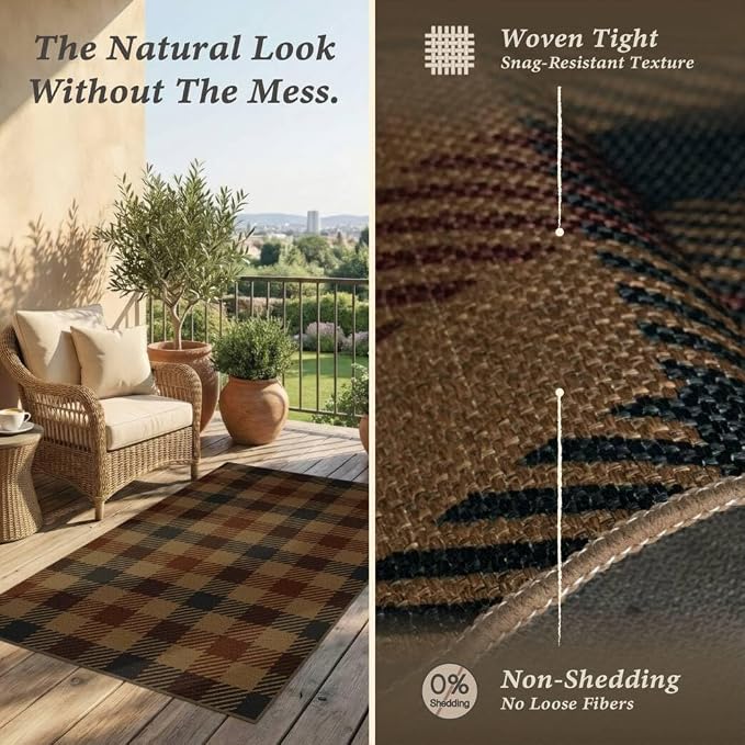2x4 Entryway Door Mat Indoor – Washable Non Slip Small Rug for Front Door, Kitchen Sink, Mudroom, Garage Entry, Low Profile Easy Clean Farmhouse Plaid Floor Mat
