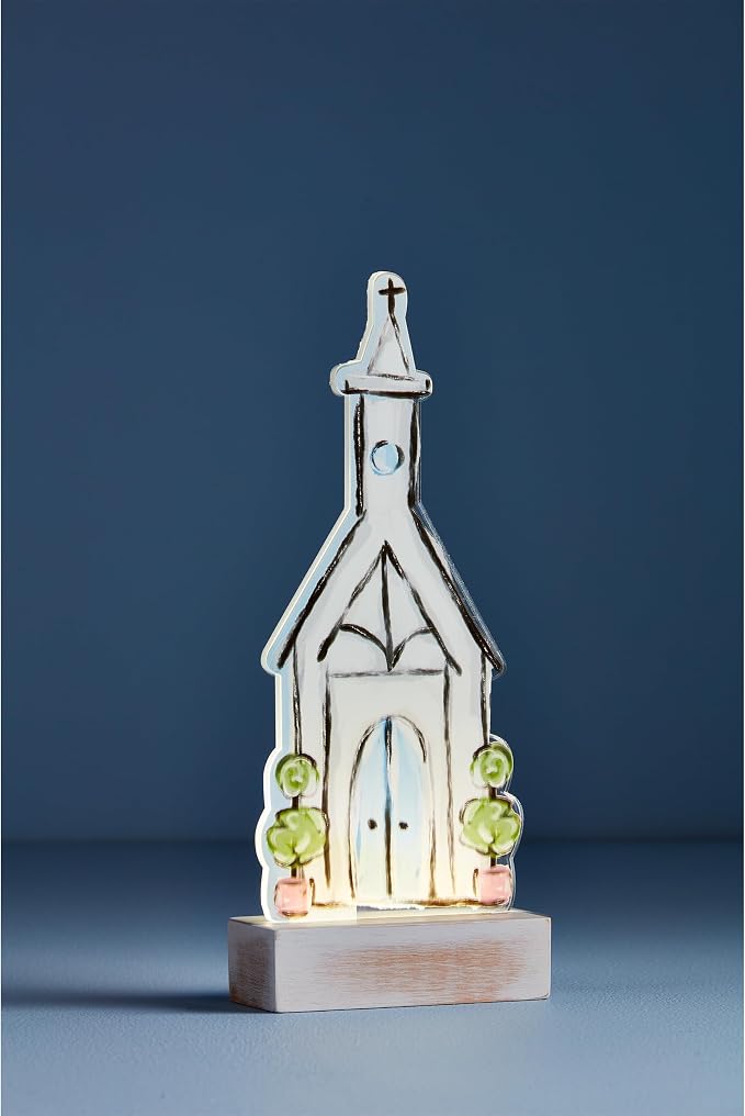 Mud Pie Acrylic Light Up Church; 11" x 4 1/2"