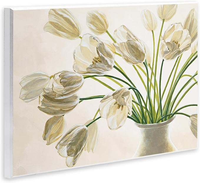 Stupell Industries 'Tranquil White Tulip Bouquet'| Wall Plaque Art | Stupell Industries | 15 x 10 Inches, Easy to Hang and Sturdy, Made in USA, by Eva Barberini