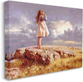 Stupell Industries 'Girl Gazing on Rock Sunset'| Canvas Art | Stupell Industries | 30 x 24 Inches, Easy to Hang and Sturdy, Made in USA, by Jim Daly