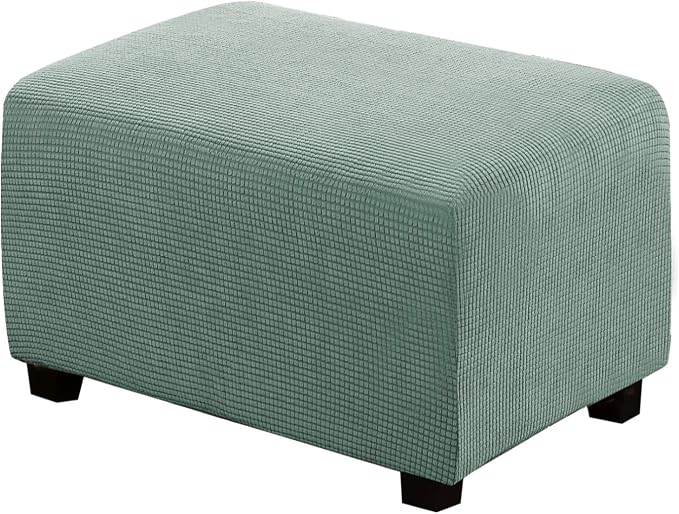 H.VERSAILTEX Ottoman Cover Slipcover Rectangle Fit Length 29"-34" Footrest Sofa Slipcovers Stool Cover Footstool Protector Covers Feature Stretch Thick Soft Jacquard Fabric Removable Washable - Sage