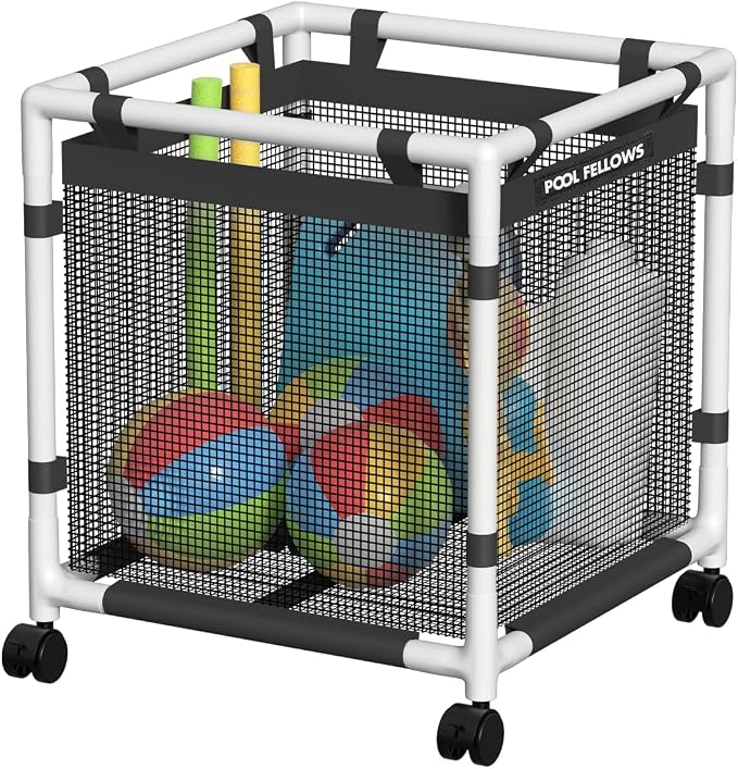 45-Gallon Pool Storage Bin for Swim Gear, Mini Style | UV & Tear-Resistant Textilene, Easy Setup, Pool Toys, Floats & Towels Organizer, Up to 110 lb, 6 Locking Wheels