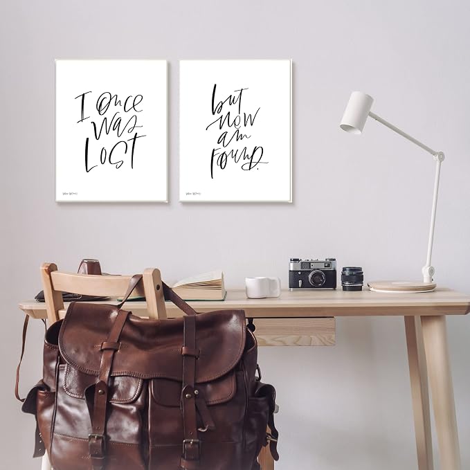 Lost Now Am Found, 13 x 19 Inch Mounted Print on Wall Plaque Set | Stupell Industries · By Valerie Wieners · Ready to hang · Meaningful gift for any room · Made in USA