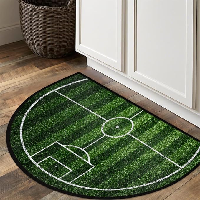 Sport Green Half Round Doormat Semi Circle Rug Half Moon Rug Entryway Mat | Sport Green Washable Non Slip Outdoor Floor Rug Kitchen Mat for Indoor Outdoor Bathroom Fireplace Bath Decor