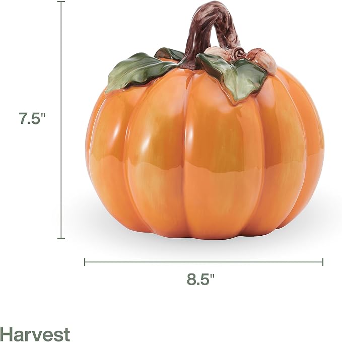 Fitz and Floyd Harvest Halloween Pumpkin Ceramic Figurine, 7.5 inch