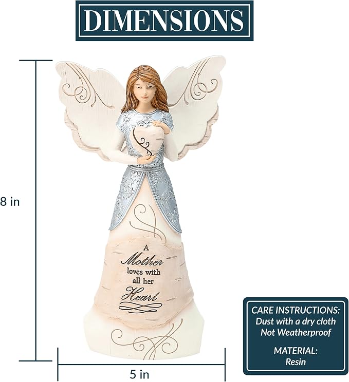 Pavilion-Mother - 8" Angel Holding a Heart,Beige