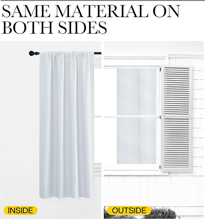 NICETOWN Greyish White Window Curtain Panels - Thermal Insulated Rod Pocket Room Darkening Curtain Sets for Bedroom (Greyish White, 2 Panels, 29 by 50)